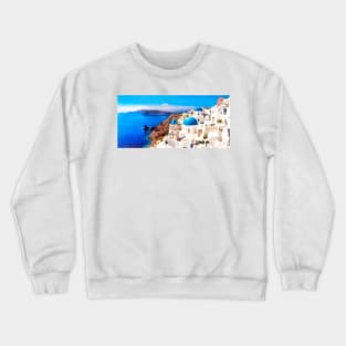 Santorini caldera view with blue domes Crewneck Sweatshirt